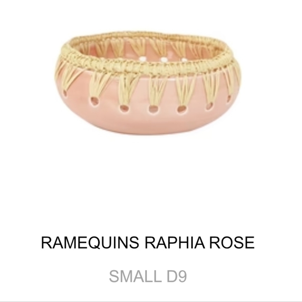 Jewelry Dish, Hand Made Morrocan,Pink and Tan Ramekin Bowl, Ceramic With Raffia
